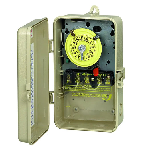 24-Hour Time Switch, DPST, 208-277V, Plastic Enclosure, and Pool/Spa Control.